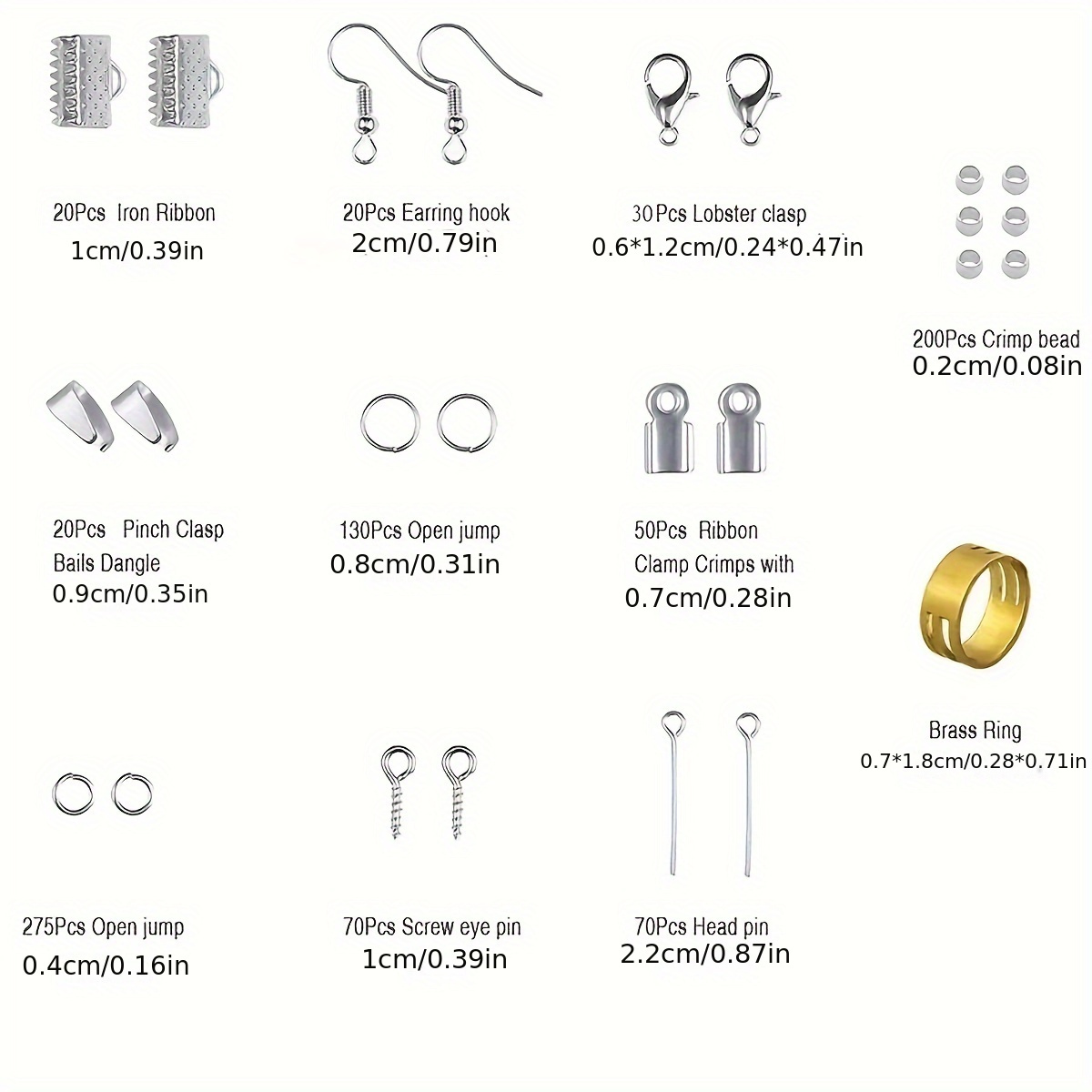 900 piezas Kit de inicio para hacer joyas, pendientes, collares