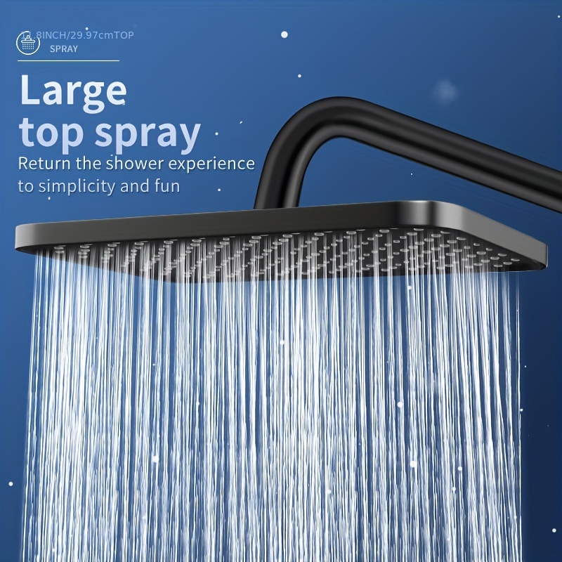 1pc 9 Inch Cool Black Top Spray Head, Bathroom Fixed Shower Head, Bathroom  Plastic Shower Head, Bathroom Accessories