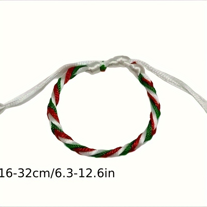 Red Green Rope Bracelet with Tassel