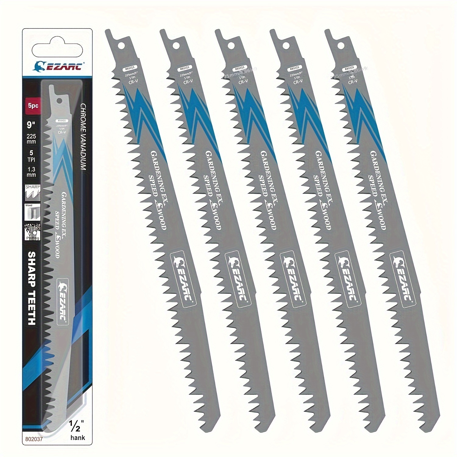 

Ezarc 5pcs Reciprocating Saw Blade Set 6"/9"/12" Cutting Sabre Saw Blade Flexible Wood Pruning Cutting Saw Blade For Cutting Wood Branch Pvc Pipes 6tpi (r644gs) / 5tpi (r931gs R1231gs)