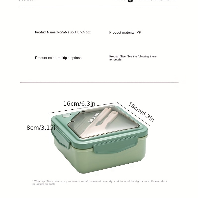 Large Capacity Lunch Box With Dividers And Tableware,dust-proof