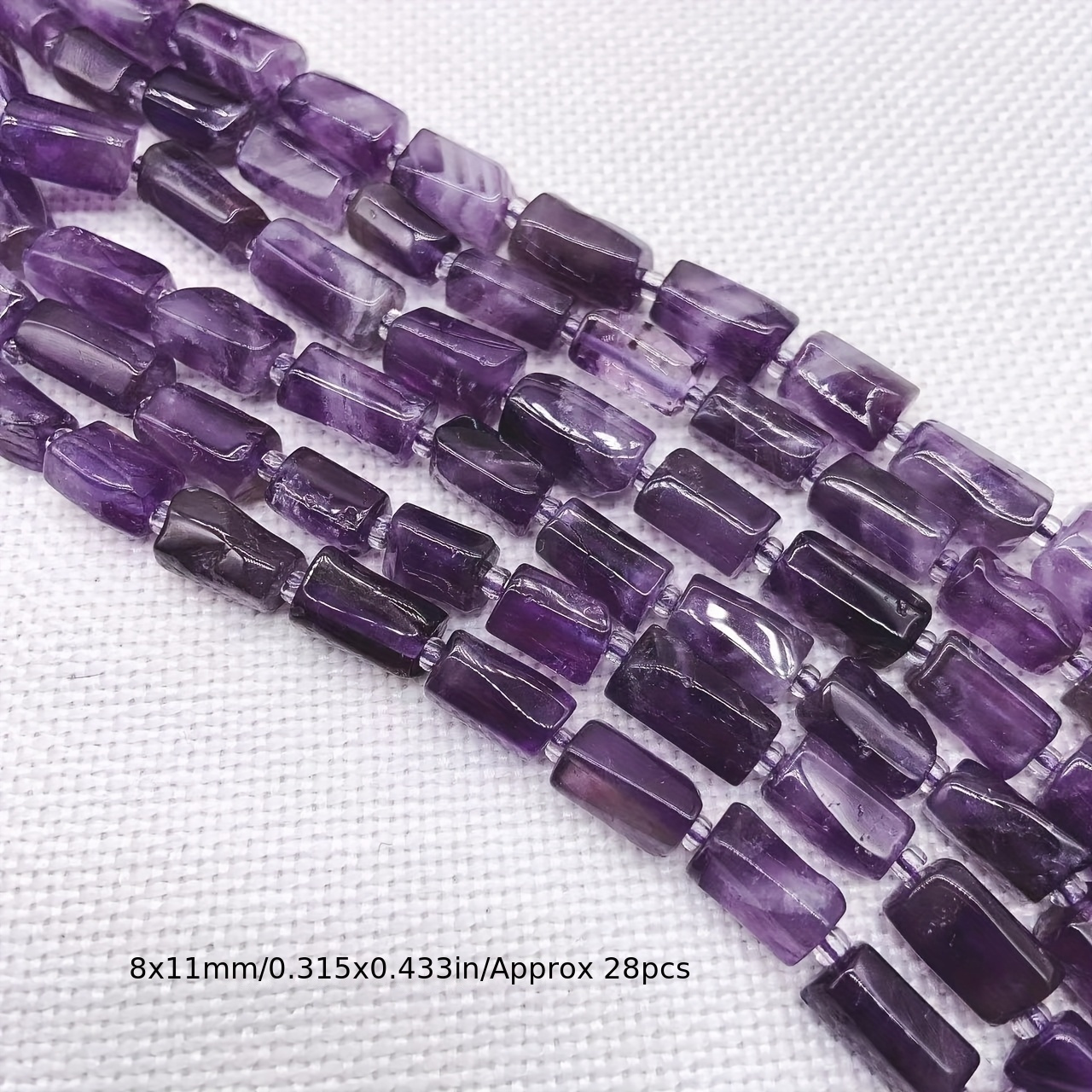 TEMU Amethyst-Rundperlen mit Mondstein- - DIY Schmuckherstellung für Armbänder, Halsketten und Ohrringe - 15 Zoll, 8x11mm/ ca. 28 Stück