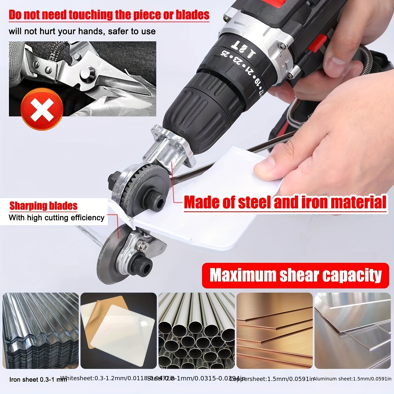 1pc Electric Drill Plate Cutter: Effortlessly Cut Metal Sheets with This  Free Cutting Tool Nibbler - Dropshipping Available!