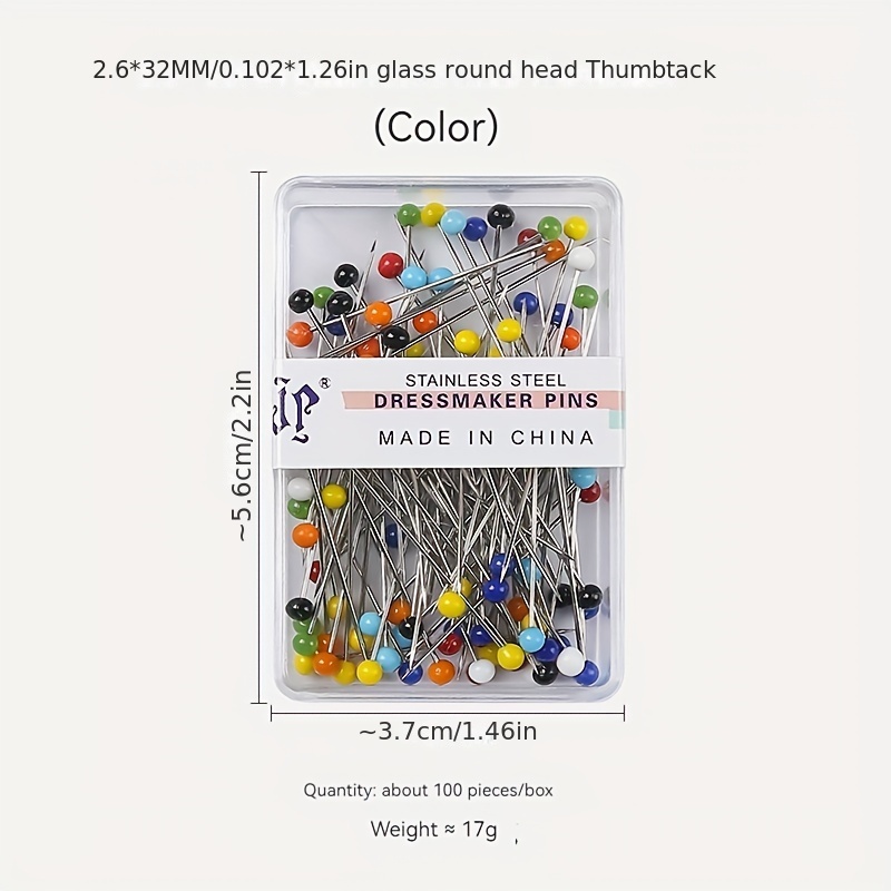 Colored Ball Glass Heads Long Sewing Pins for Fabric, Straight Pins - China Sewing  Pins and Pins for Fabric price