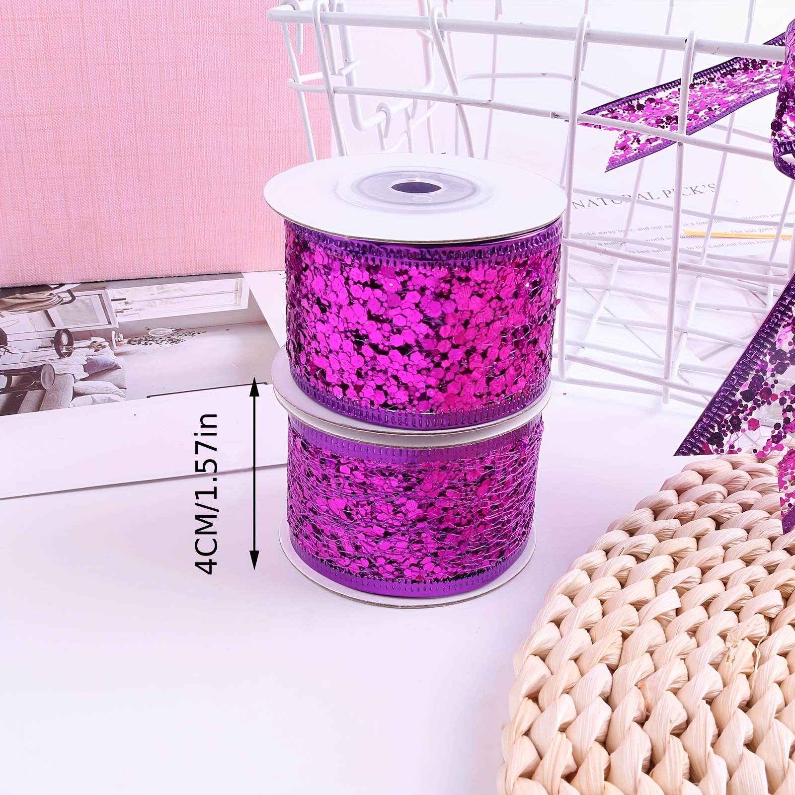 DIY Handmade Materials Sequin Ribbon 5 Yard/roll 3 inch 75MM