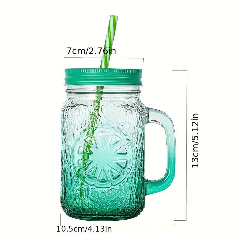 Glass Tumbler With Lid And Straw, Clear Water Cup With Handle, Mason Jar, Iced  Coffee Cups, Drinking Cups, Summer Winter Drinkware - Temu