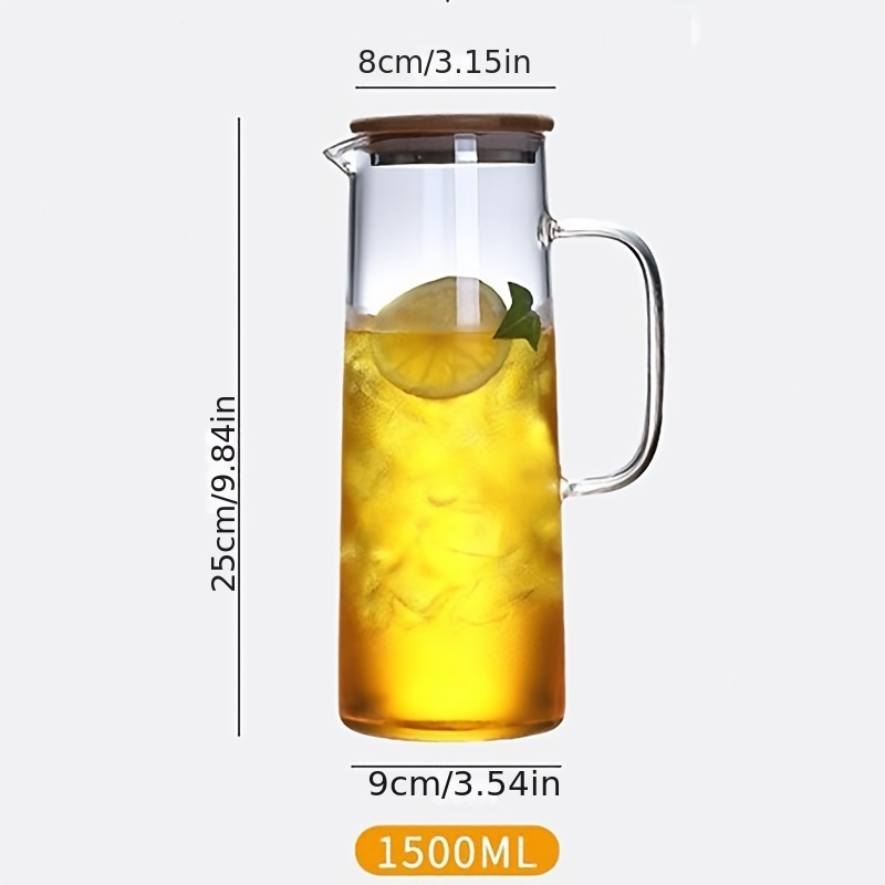 Pitcher With Lid And Filter, High Borosilicate Glass Heavy Duty Water  Pitcher, Large Drink Carafe, For Hot And Cold Beverges, Drinkware - Temu