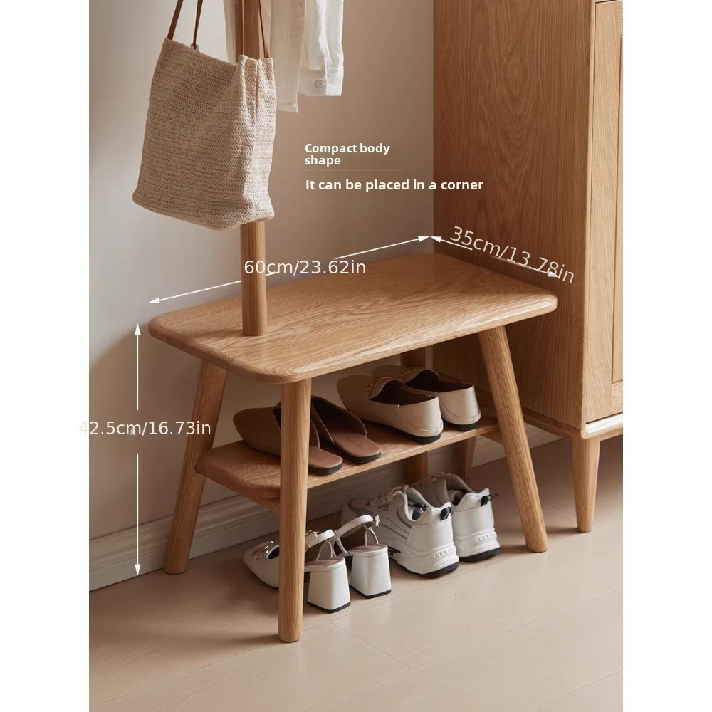 solid hardwood entryway shoe bench coat rack storage tall Temu