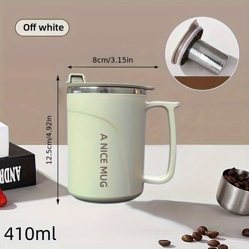 Image of 1pc Stainless Steel Insulated Coffee Mug With Detachable Tea Strainer, Leak-proof Lid, And Handle - Double-walled Thermal Cup For Hot And Cold Beverages, Office, Outdoor Use
