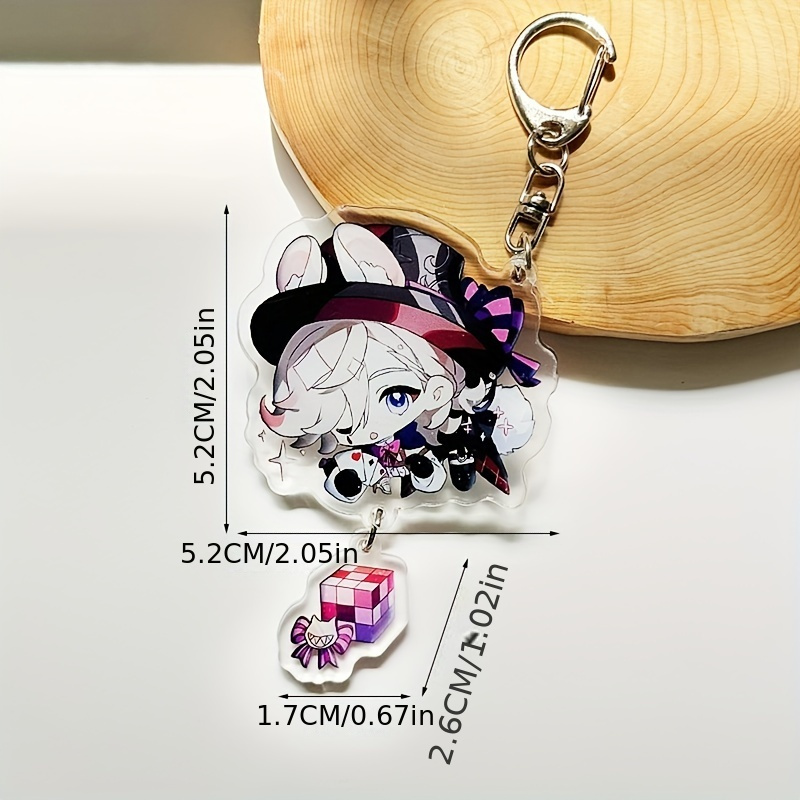 Anime Character Acrylic Keychain, Cartoon Game Pendant, Transparent, Fashionable Kawaii Bag Charm, Ideal Gift For Friends And Classmates, Decorative A