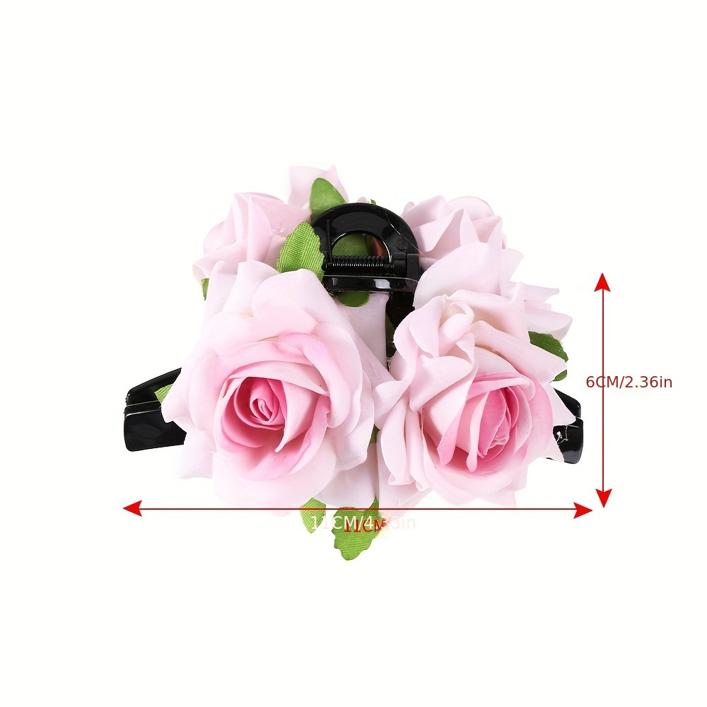 ヘアアクセサリー [TATIANA] Foam Rose Hair Crow Clip Satin Mini Rose Hair Clamp Women Flower Hair Accessory