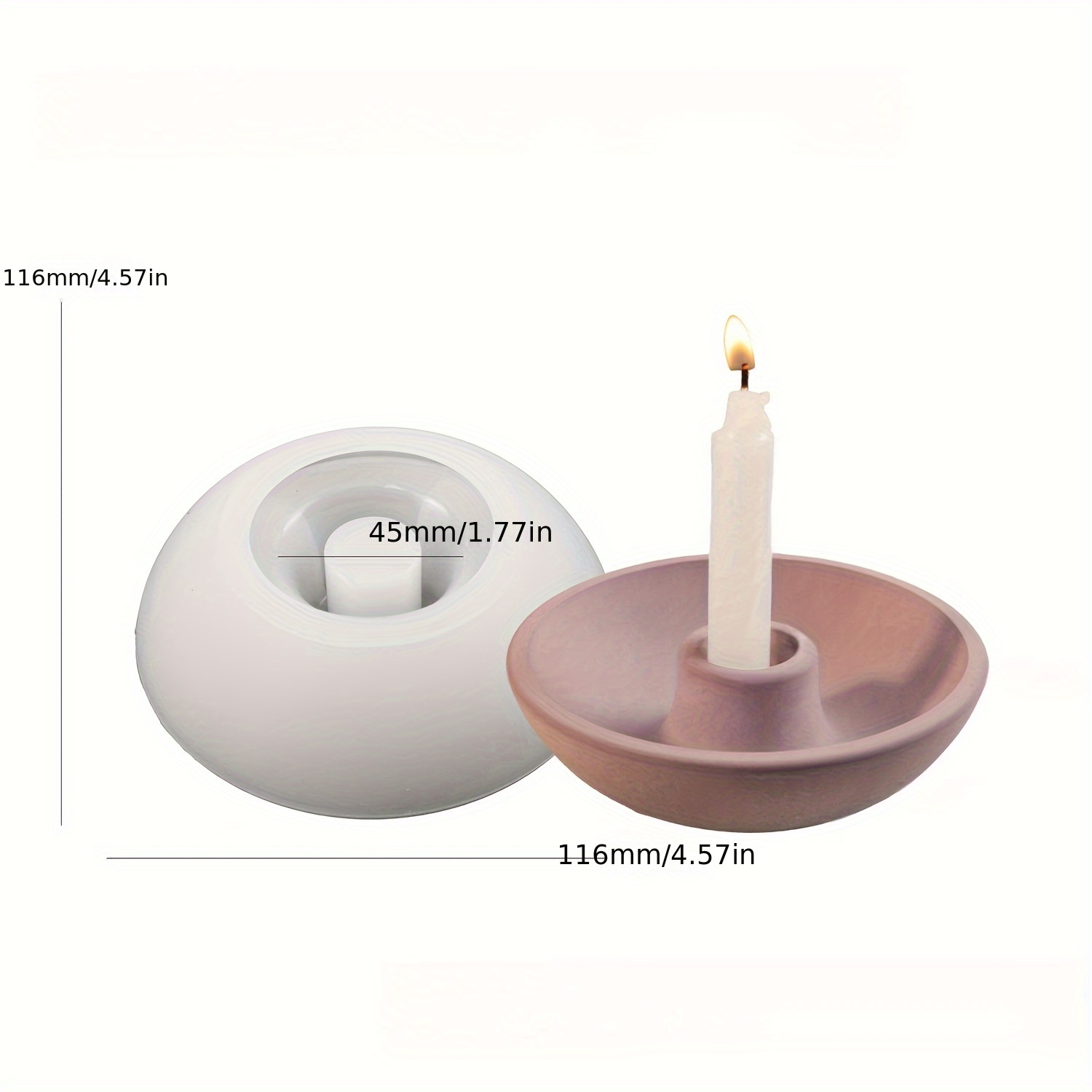 Image of Easy Round Candle Holder Mold For Long Candles, Resin Bowl-shaped Silicone Mold For Concrete Cement Candle Holders, For Home Decor