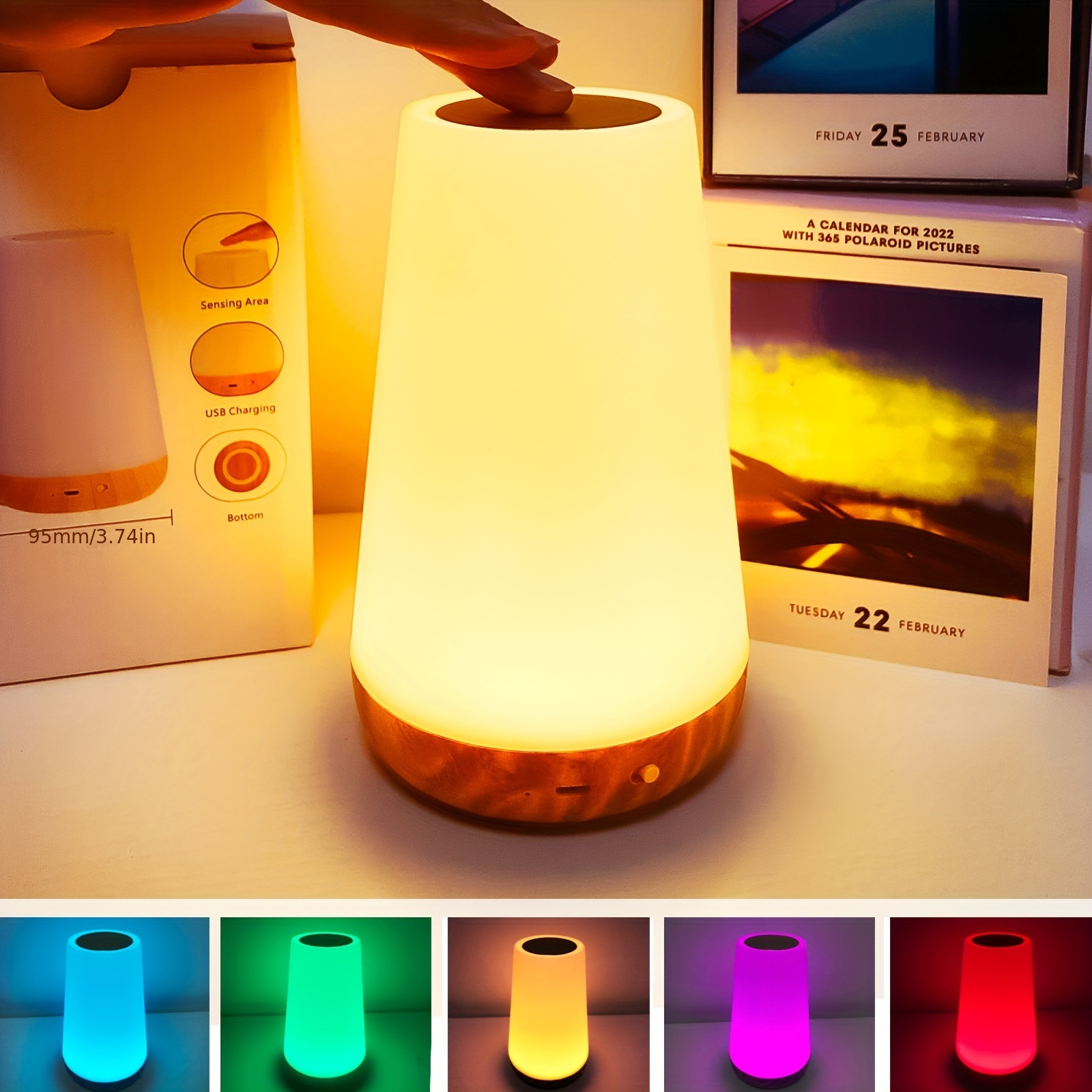TASMOR LED Touch Control Lamp - Multi Colour - Night Light Dimming