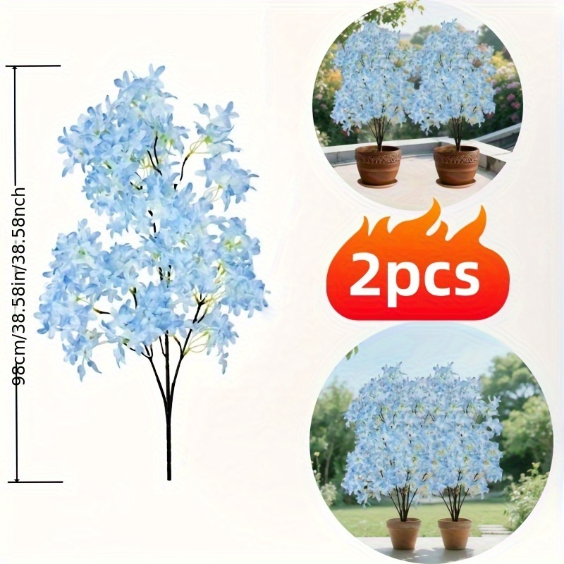 Image of 2pcs Realistic Tree Set - Suitable For Weddings, Home Decor, Gardening, And Photography | Low-maintenance Plastic Decor For , Usable Indoors And Outdoors | For Father's Day, Christmas, Mother's Day