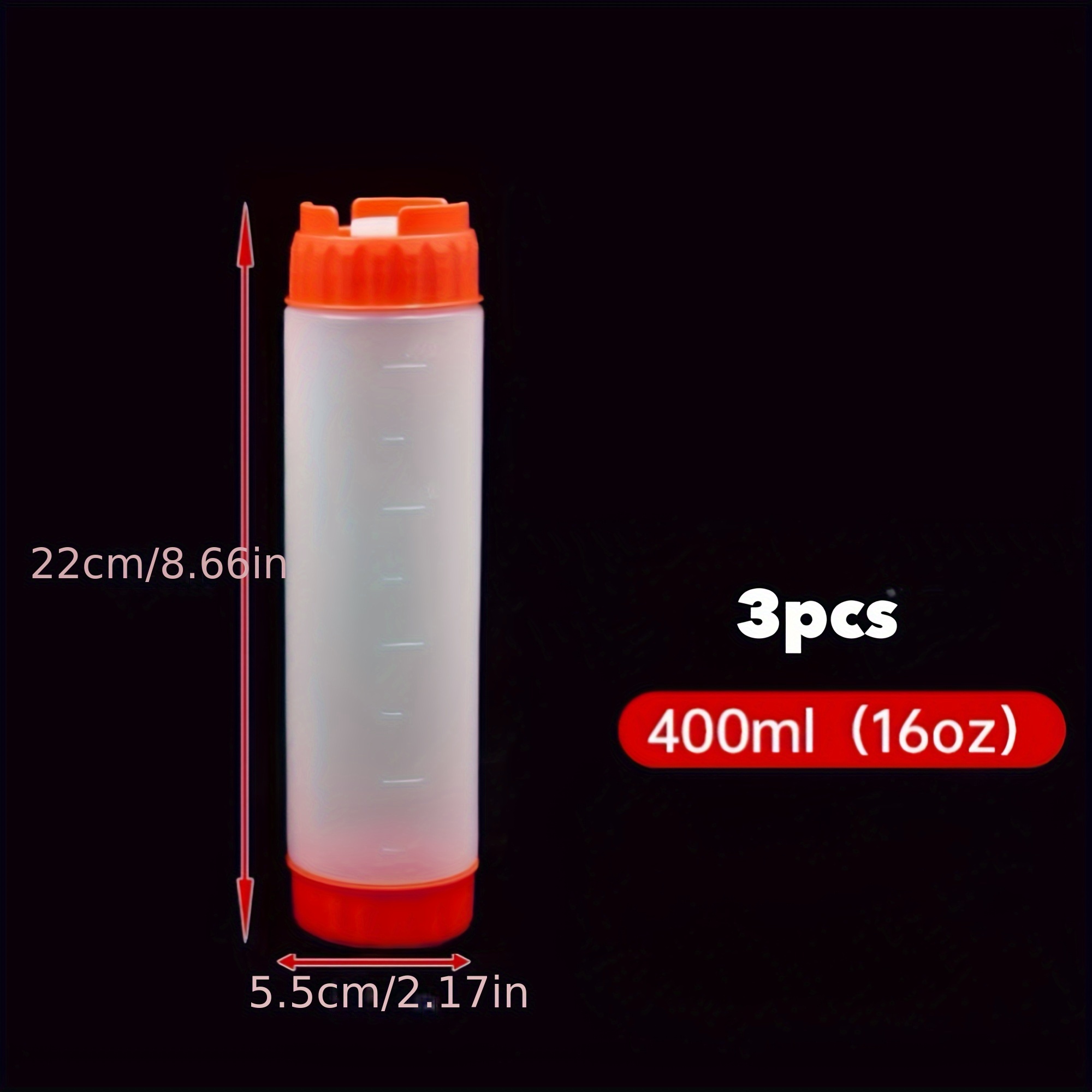 TEMU 3-pack 16oz Plastic Squeeze Bottles With Fillable Tip, Large Valve Dispenser For Sauces, Ketchup, Sour Cream, Self-sealing Syrup, Food-grade, No