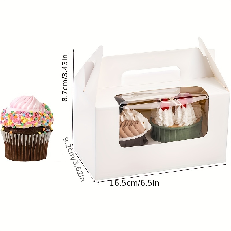 White Cupcake Boxes With Insert Handle And Window Hold 2 - Temu