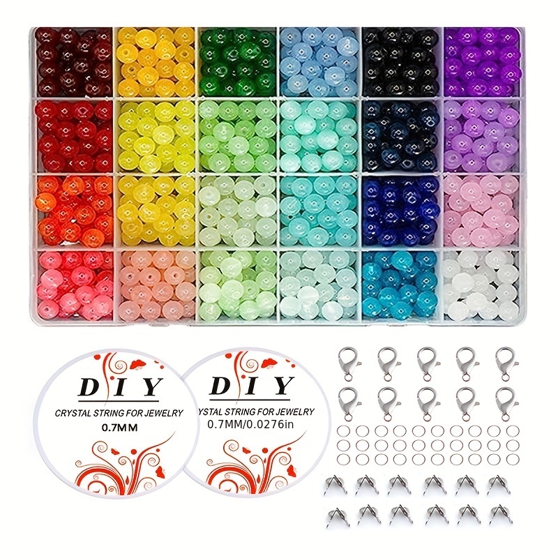  Outlets Glass Beads 700pcs Bracelet Making Kit,24 Colors Beads  for Bracelets 8mm Glass Beads for Jewelry Making,Crystal Beads Beads Bulk  DIY Beads for Bracelets Necklace Crafts : Arts, Crafts & Sewing