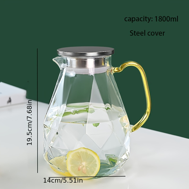 Glass Pitcher With Lid, High Borosilicate Glass Heavy Duty Water