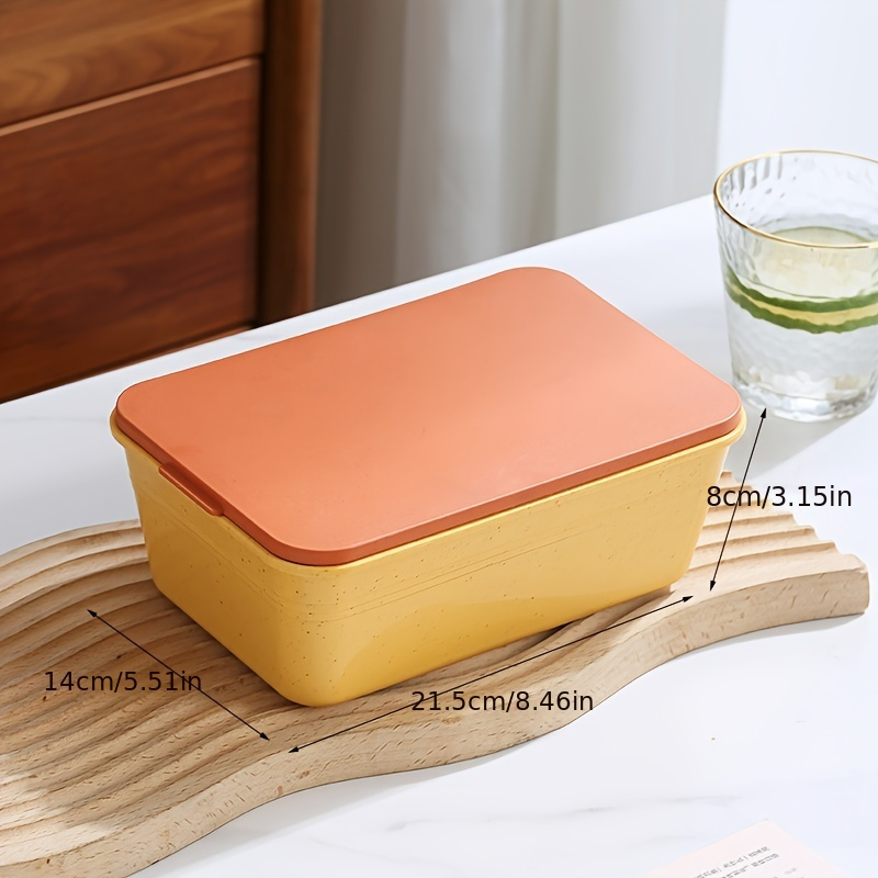 Portable square plastic bento box lunch box Creative bamboo fiber double  two-compartment lunch box lunch box