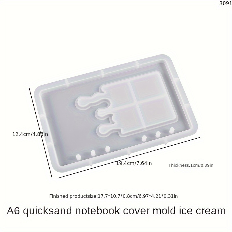 A6 Rectangle Quicksand Notebook Cover Resin Mold Diy Crystal - Temu