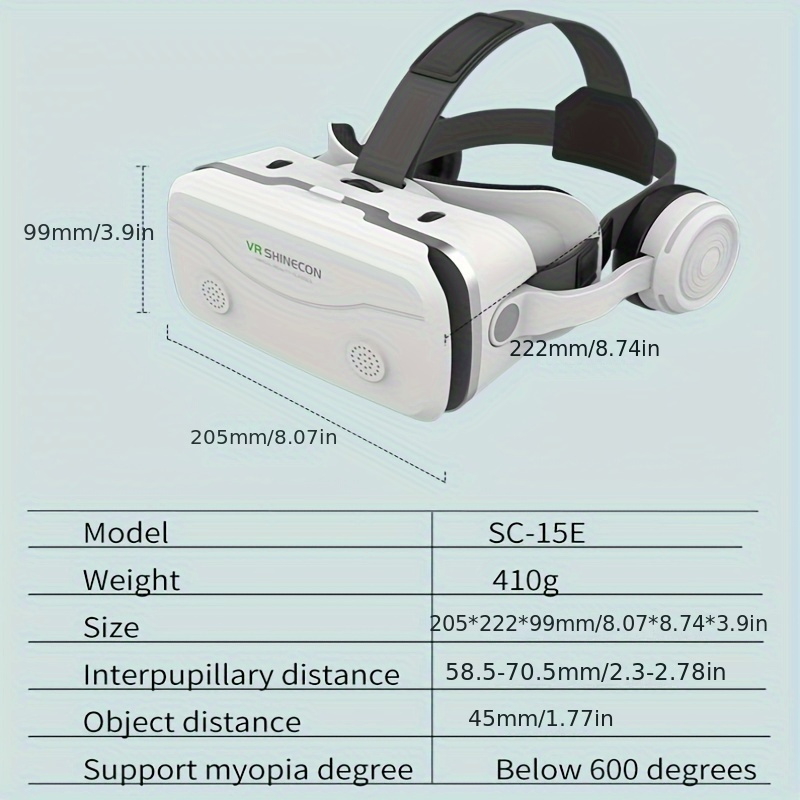 Realidad Virtual Montada En Cabeza Vr Auriculares Incorporados, Juego Vr  Gafas Digitales 3d Vr, Gafas 3d Vr Set Gafas Realidad Virtual 3d, Gafas Vr  Ajustables Compatibles Teléfonos Móviles 4,7 7,0 Pulgadas