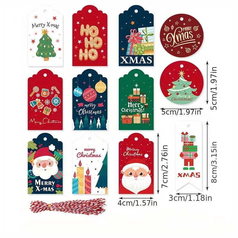 48 Pack Christmas Tags, Christmas Tags for Gifts, Christmas Gift Tags  Labels for Xmas Holiday Present with Twines 