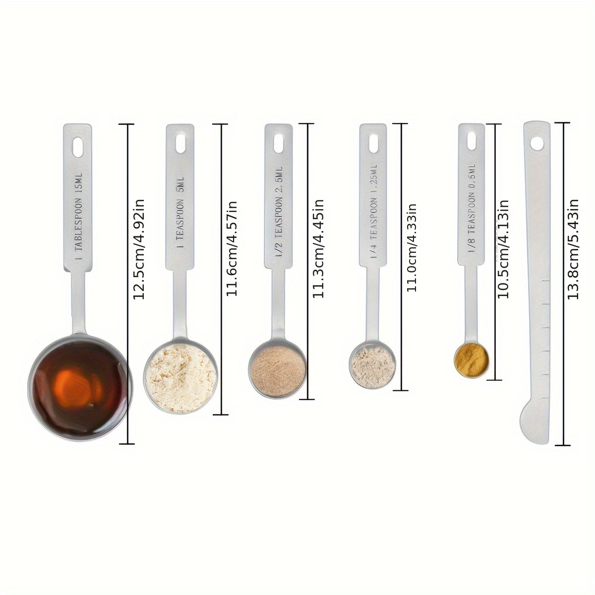 6pcs Stainless Steel Measuring Spoon Metal Spoon Coffee Measuring