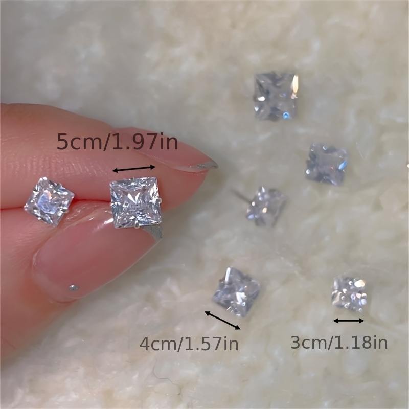 Transparent Square Zircon Earrings Crystal Clear Stud - Temu
