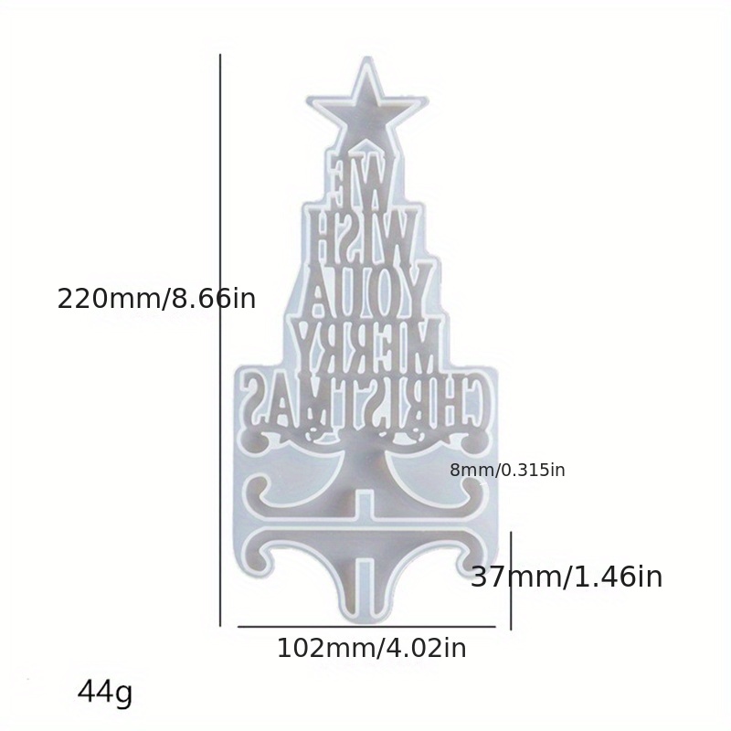 Diy Resin Christmas Tree Lettering Table Top Decoration Christmas Silicone Mirror Mold