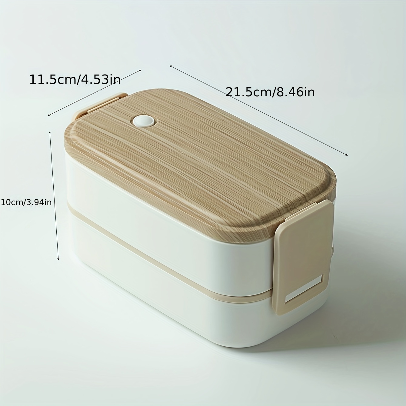 Stainless Steel Bamboo Wood Lid Lunch Box Portable Picnic Camping