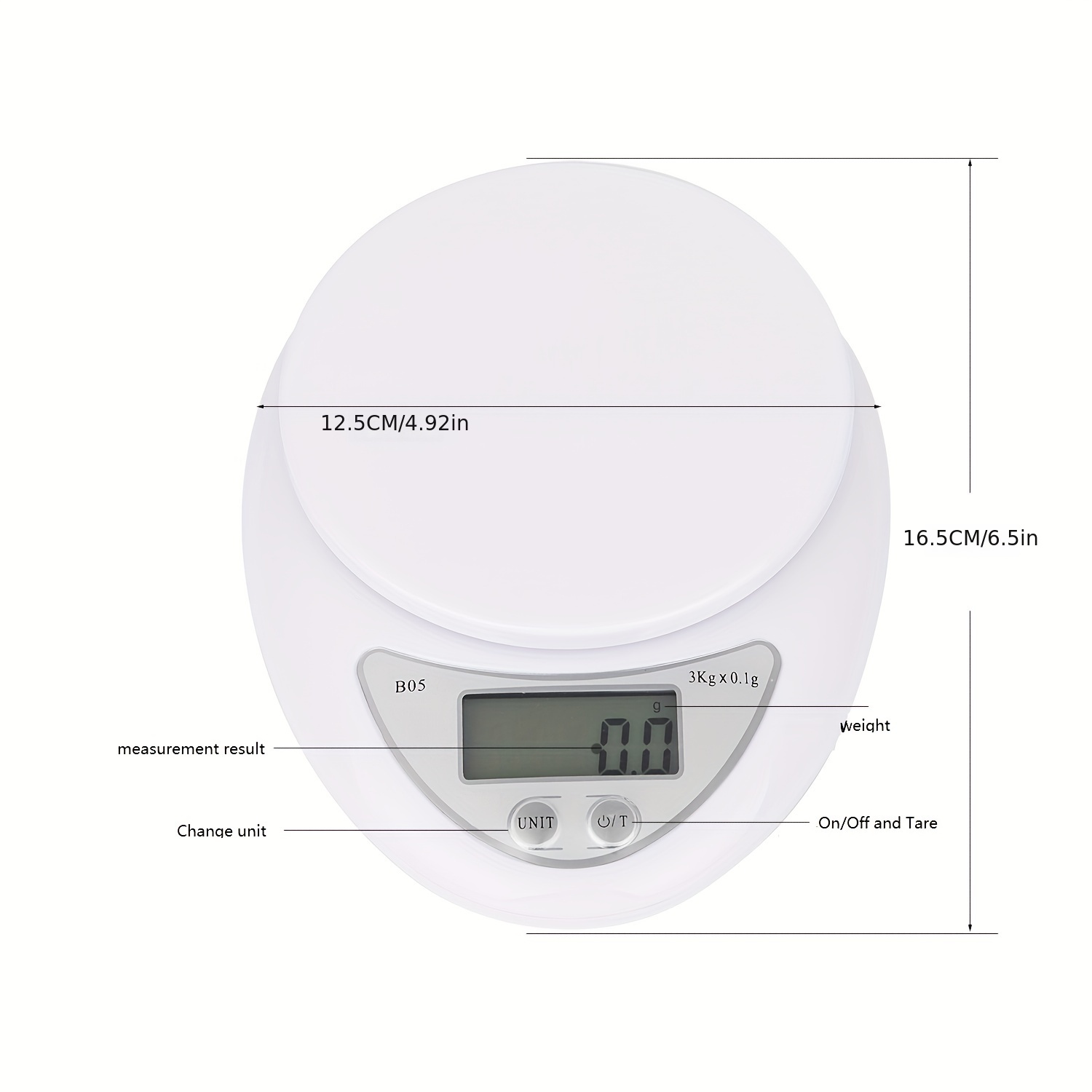 B05 Electronic Kitchen Weight Scale Digital with Removable Bowl