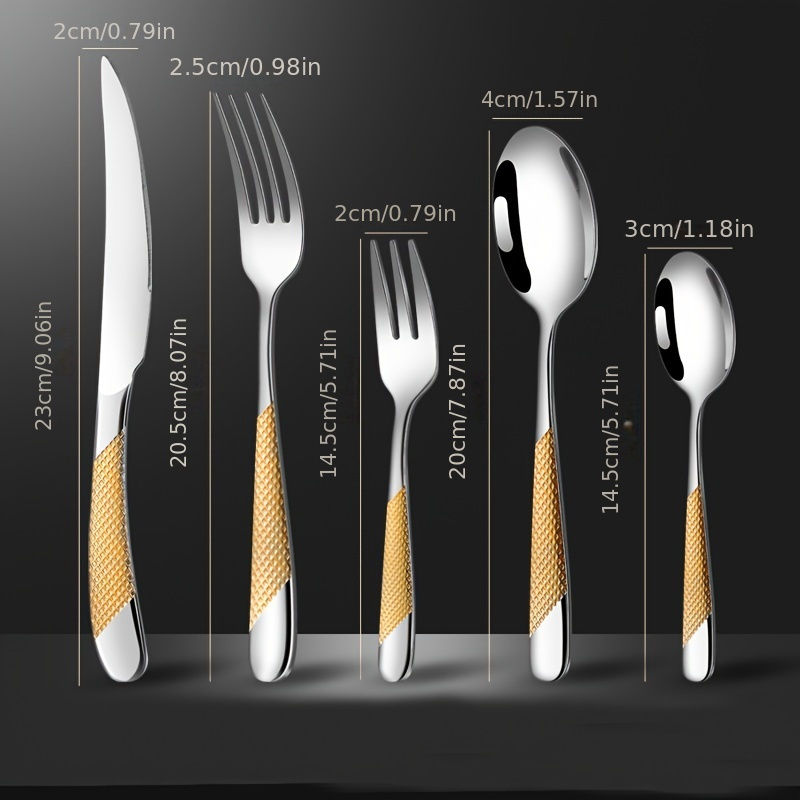 Luxury Style Stainless Steel Cutlery Set White & Gold Stainless