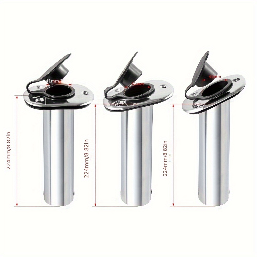 item picture 2 pack stainless steel fishing rod holders for boat flush mount adjustable angle with pvc cap and gasket set