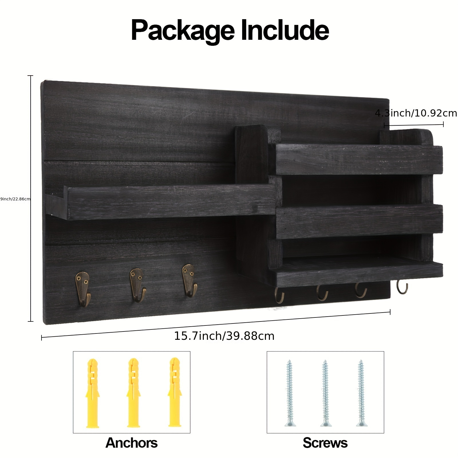 1pc Organizzatore Posta In Legno A Parete Portalettere Ganci - Temu Italy