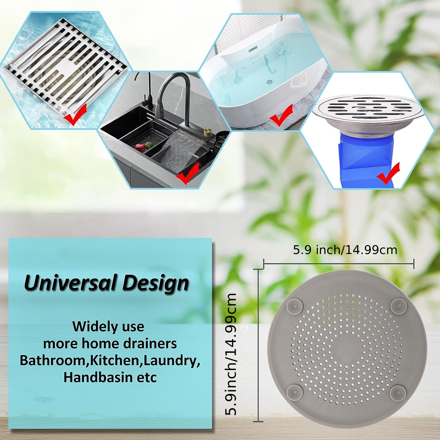 Sink Filter Shower Drain Hair Catcher Stopper Household Kitchen Bathroom  Floor Drain Cover Universal Anti-clogging