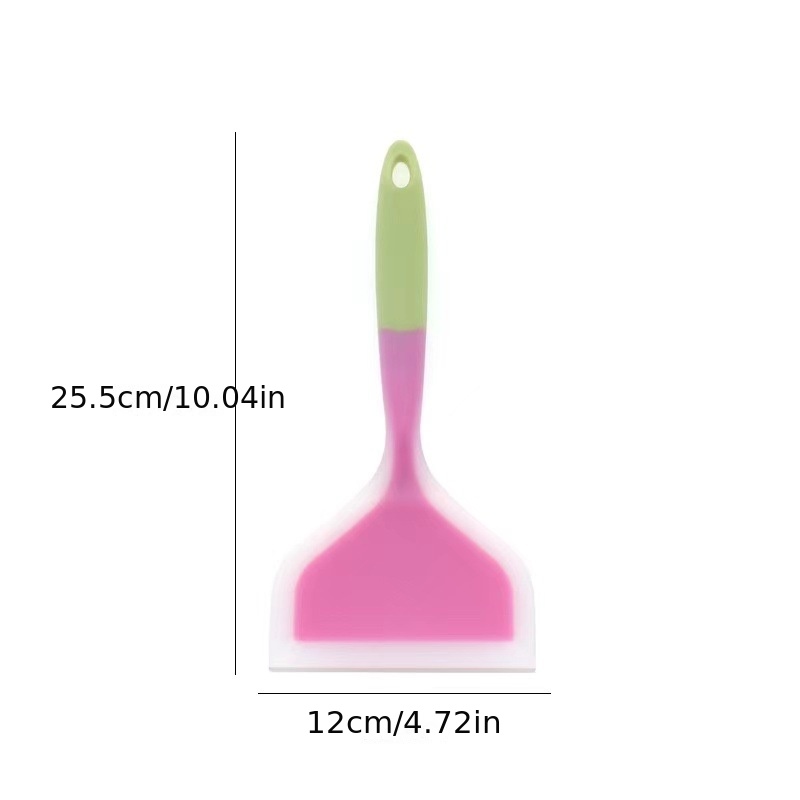 1pc Transparent Double Color Silicone Wide Mouth Fry Spatula For Kitchen Use,  Color Random