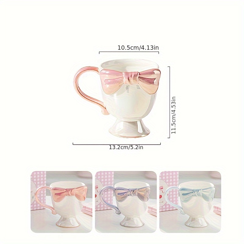 Bow Decor Coffee Mug, Ceramic Coffee Cups, Cute Water Cups, Summer