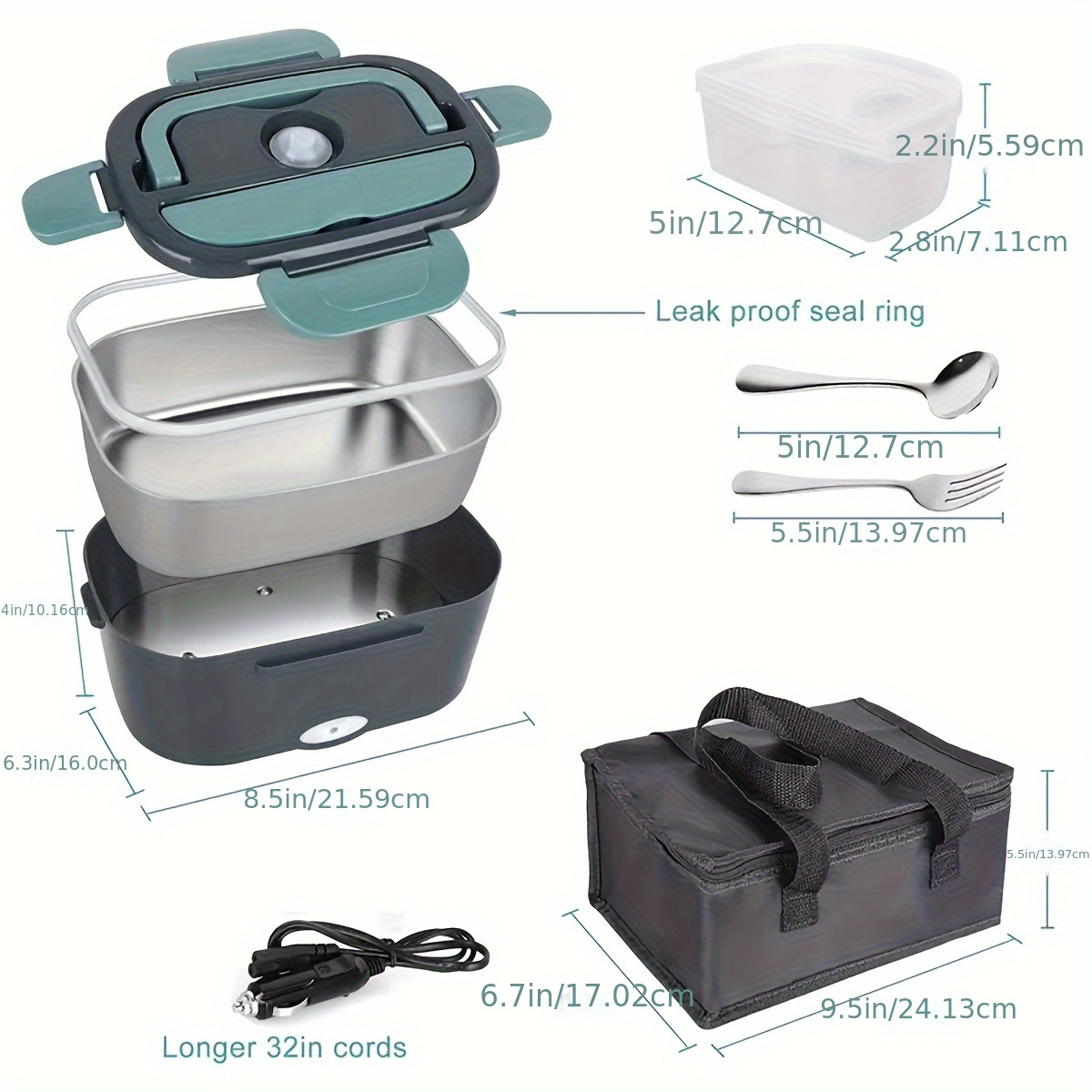 1pc Electric Lunch Box Food Heater, Portable Heating Lunch Box For Cars And  Homes, Stainless Steel Container Fork And Spoon And Portable Bag, Car  Accessories, Travel Essentials, Fishing Food Box Portable Lunch