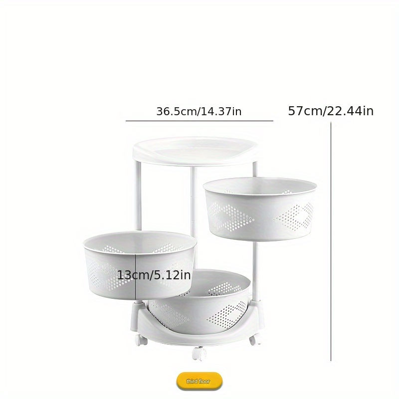 Estante de almacenamiento giratorio redondo de cinco niveles para cocina, carrito de almacenamiento rodante para frutas y verduras, apto para cocina, sala de estar, dormitorio, cuarto de baño, color blanco, detalles 2