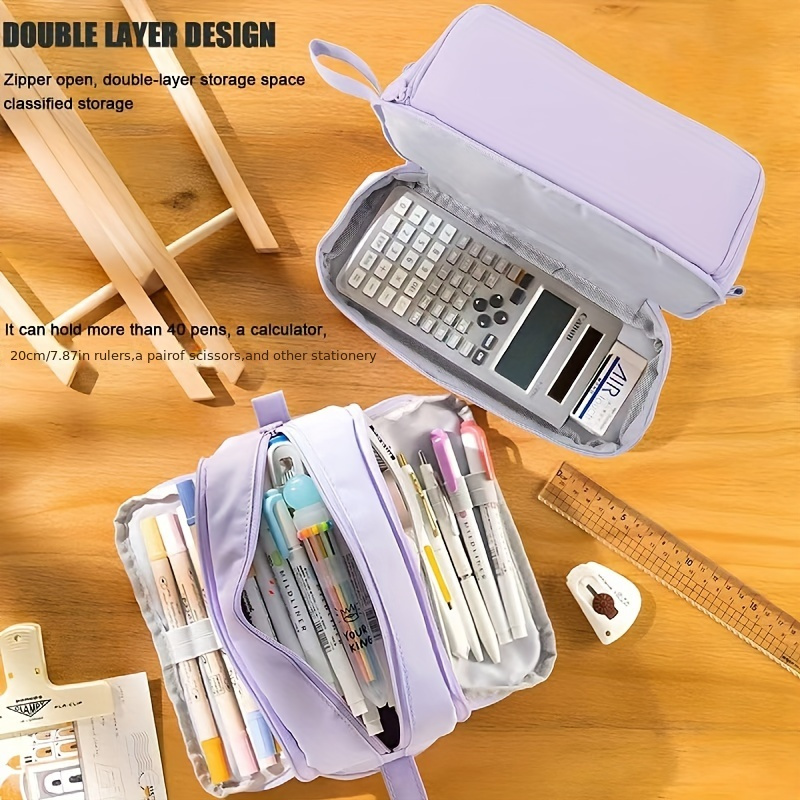 

Oxford Cloth Pencil Case - Zippered Stationery Organizer & Cosmetic Bag For School And Office, Cute Pencil Case Bag