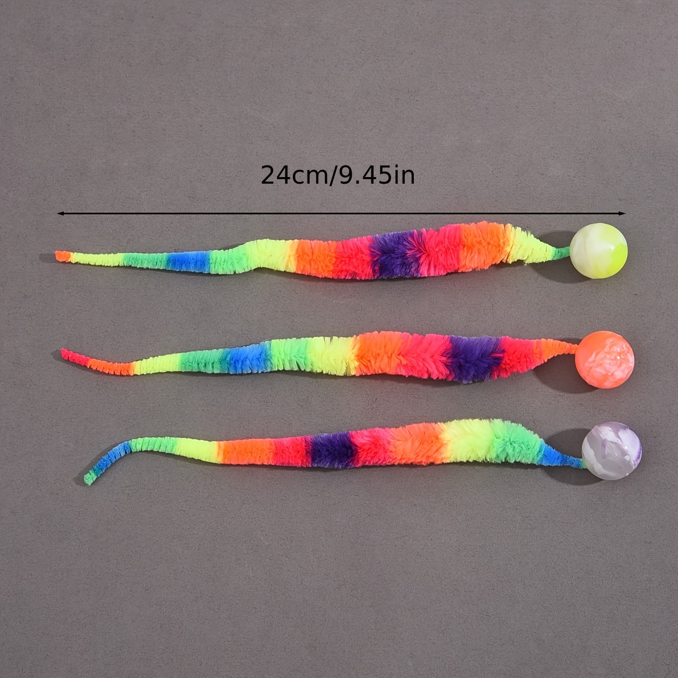 1pc Cat Teaser Toy, Elastic for CATERPILLAR Bouncing Ball with Rainbow Worm for Pet Play