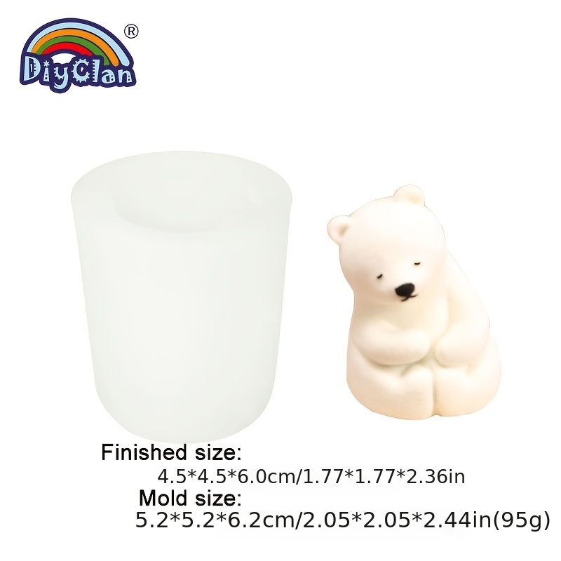 EVERELAM 2 Pcs Sleepy Bear Candle Mold Bear Mold Animal Mold Bear Resin Mold Clay Mold Jewelry Resin Casting Mold Candle Making Molds Craft Supplies 3D Mold