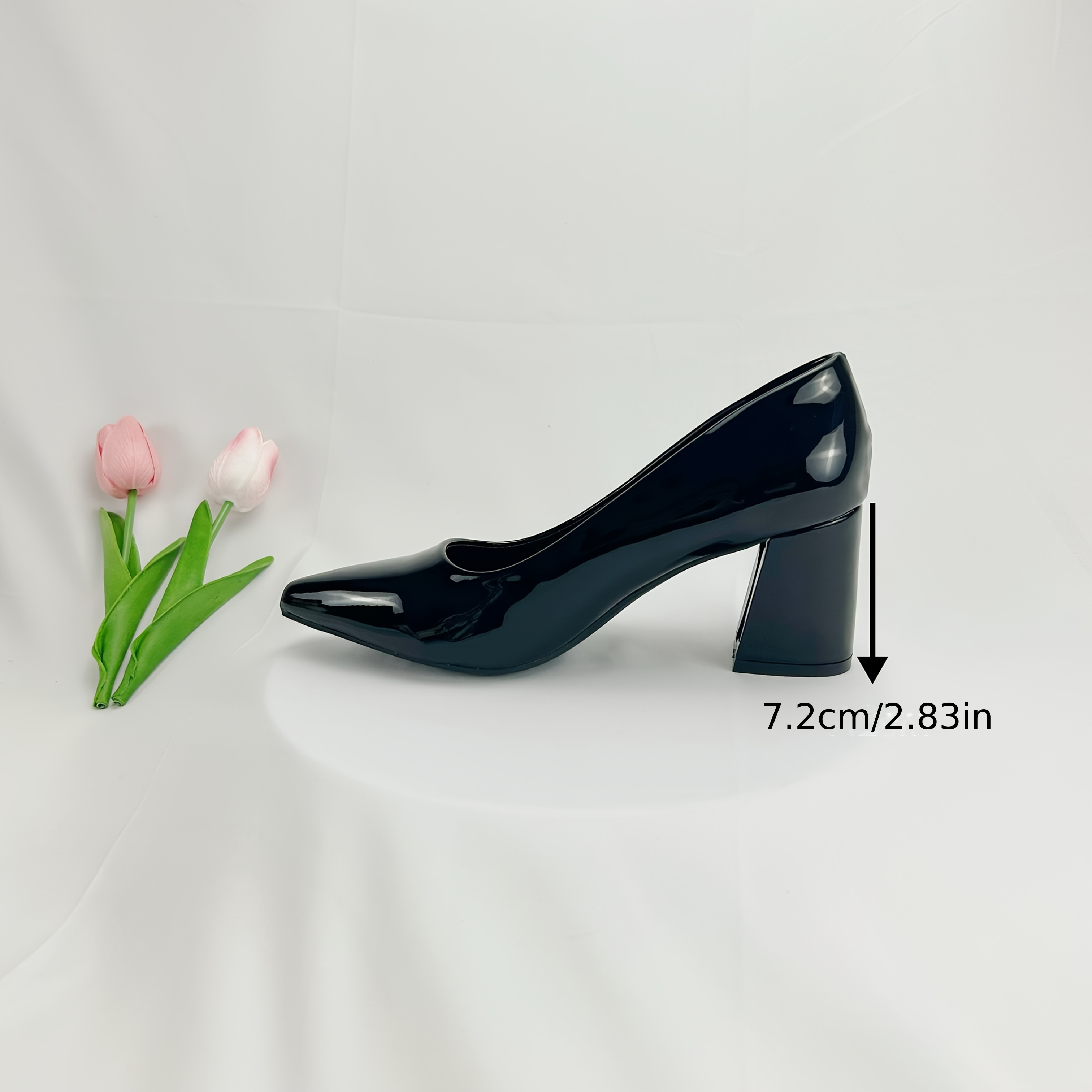 schwarze synthetische damenpumps deckung blockabsatz Temu Germany