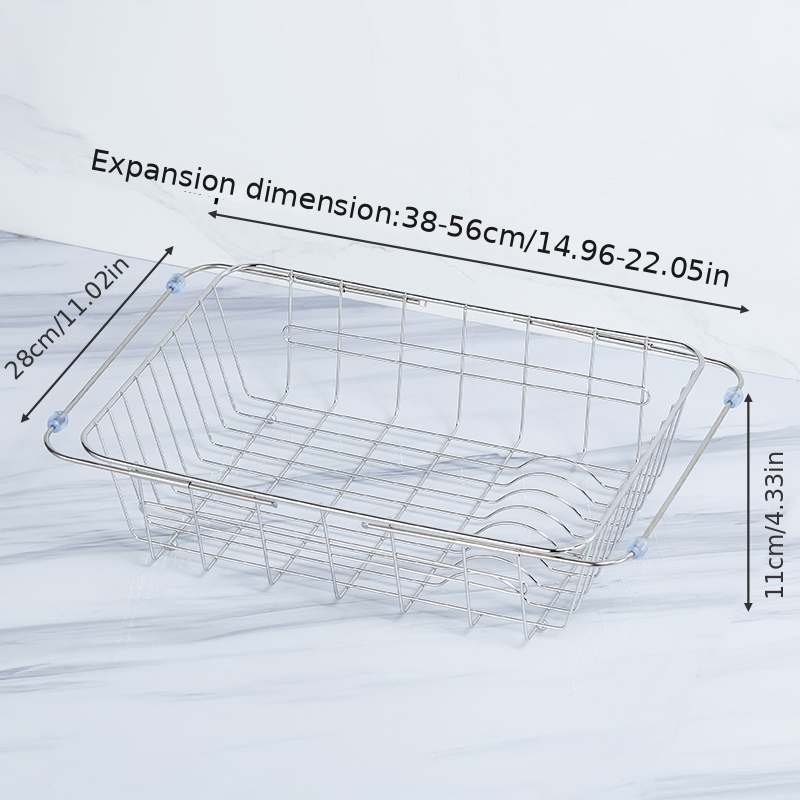 1pc Kitchen Retractable Sink Drain Basket Multifunctional Fruit And  Vegetable Washing Basket Drain Dish Rack Plastic Dish Rack  13.58*7.87*2.56inch