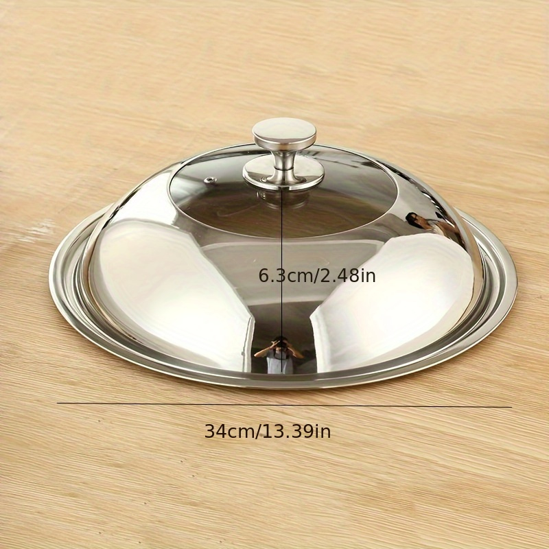 13,6-inch Stainless Steel Wok Lid with Tempered Glass Insert