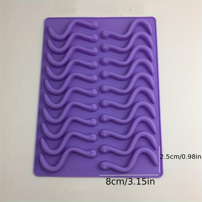1pc 20 holes diy silicone gummy snake worms chocolate mold sugar candy jelly molds ice tube tray mold cake decorating tools baking tools