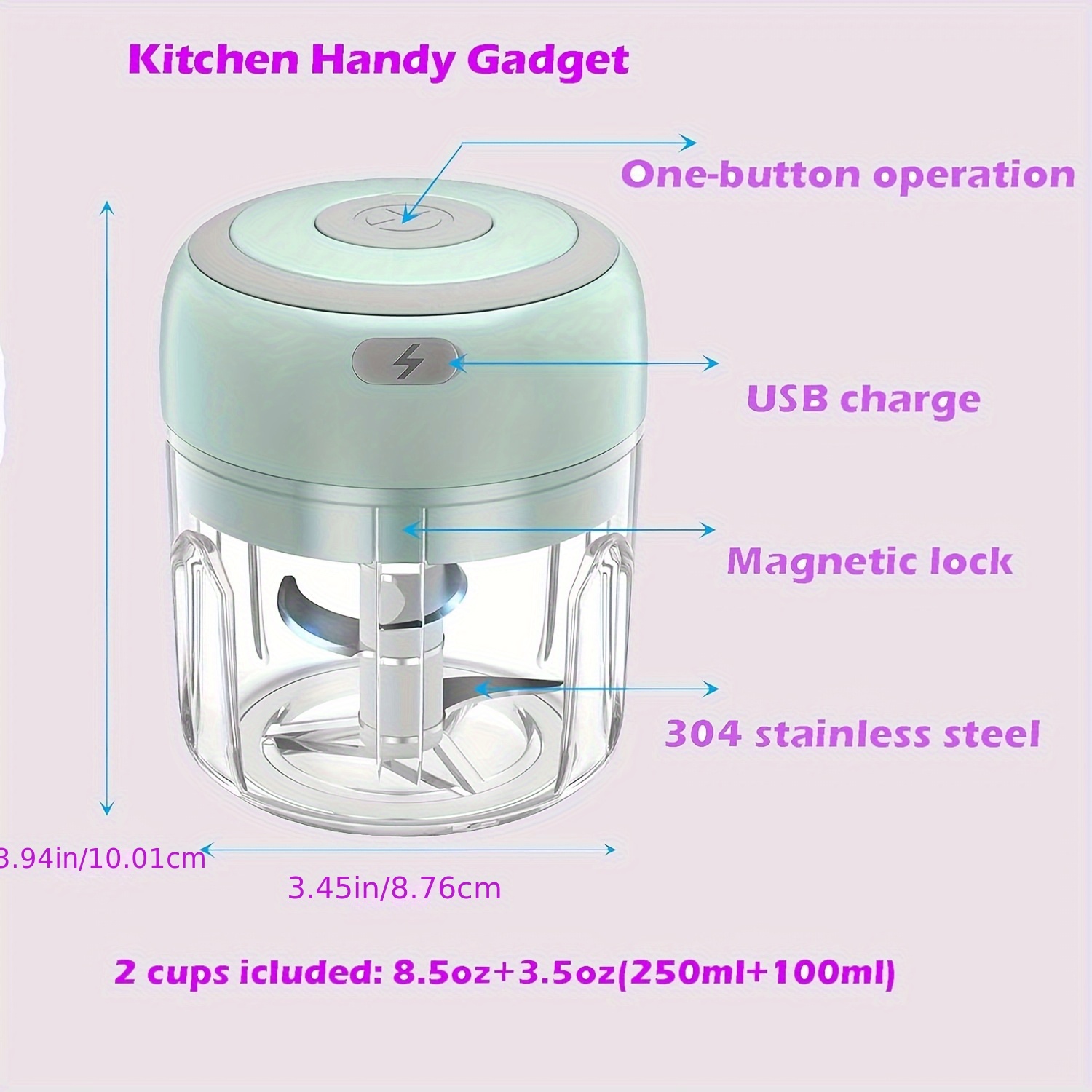 electric mini food chopper rechargeable small food processor suitable for garlic fruit puree onions herbs vegetables ginger fruit blender holiday gift Product details 1