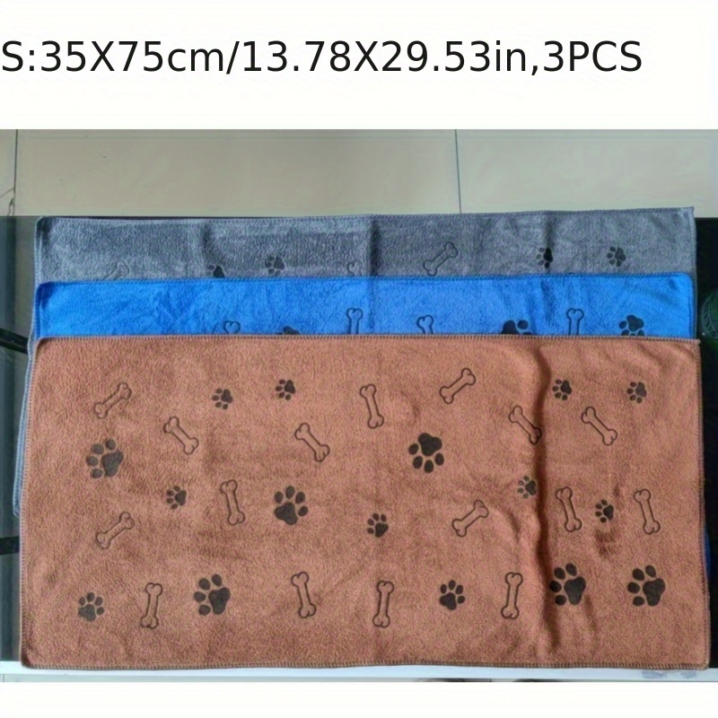 1/3pcs Quick-drying Superabsorbent Microfiber Dog Towel, 13.5x29.5 Inches - Fast-drying, Soft And Durable, With Paw Print Pattern For Bathing