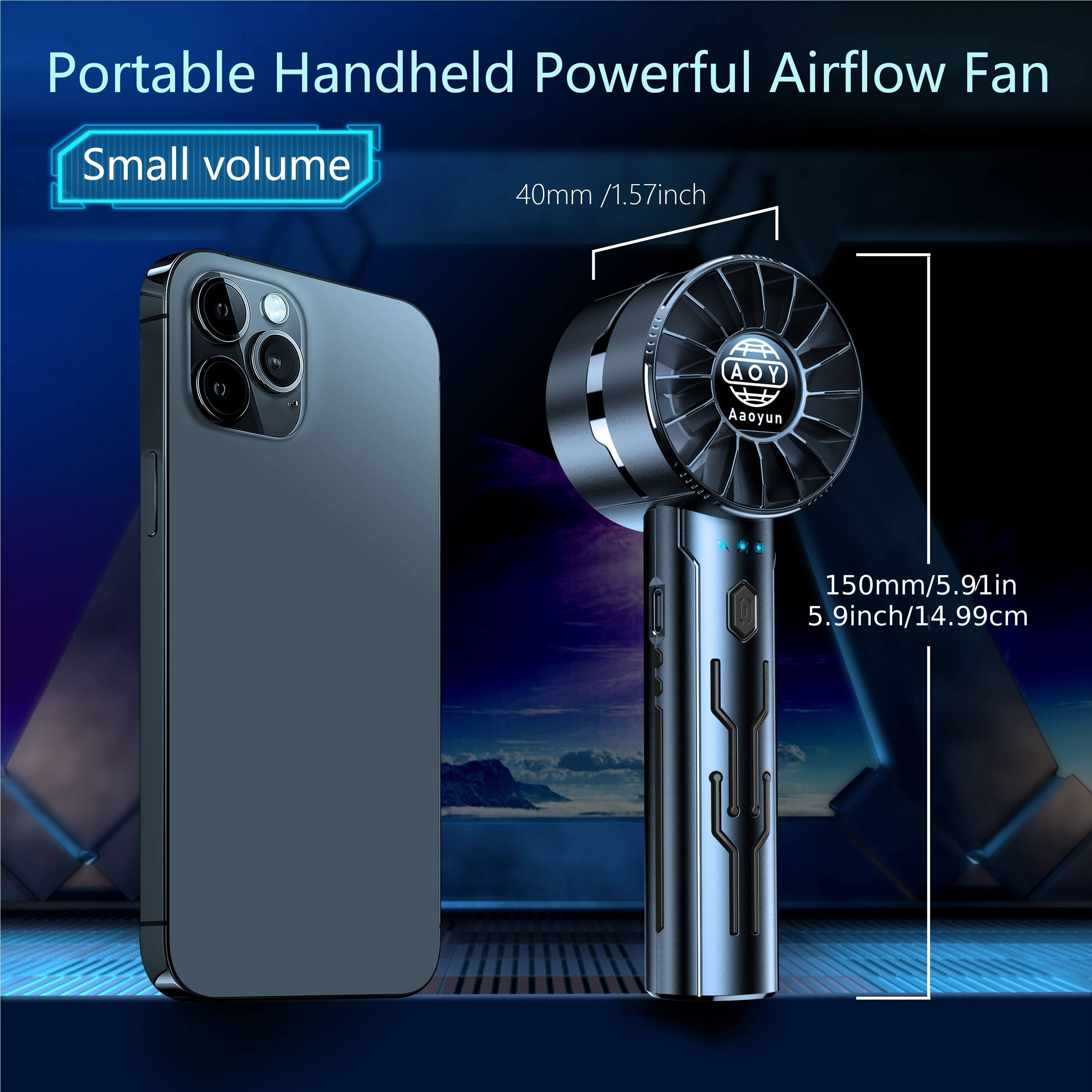 portable mini usb handheld fan with powerful     adjustable fashionable design for home outdoor   rechargeable lithium battery plastic material with cord and button control wearable fan for indoor and outdoor use details 1