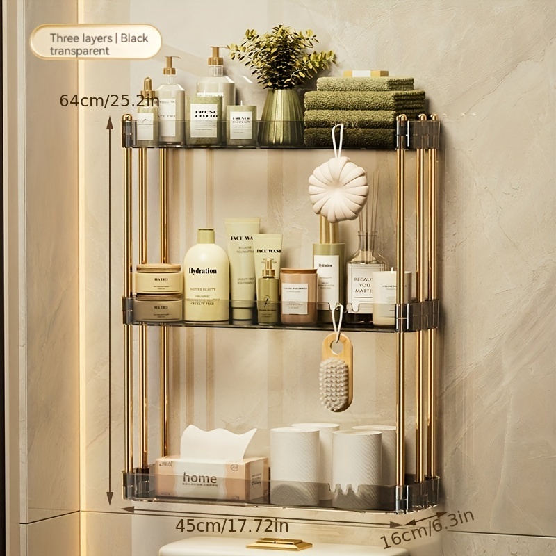 Punch-free Plastic Bathroom Shelf Shower Gel Shampoo Holder Storage Rack  Organizer Home Decoration Bathroom Accessories